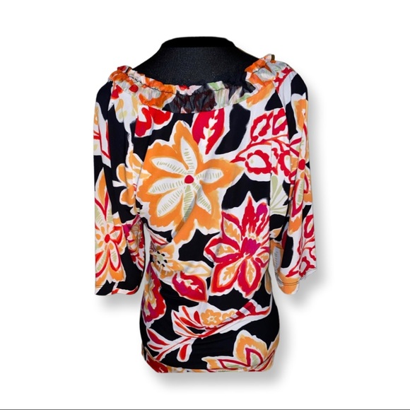 Colorful 3/4 Sleeve Blouse - Picture 3 of 6